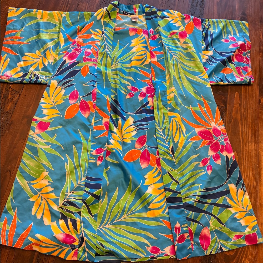 Natori 2 Piece Nightgown Robe PJs Sleepwear Y2K Vintage Colorful Matching Set